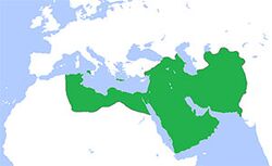 850 civarında Abbasi Halifeliğinin eyaletleri ve yerleşim yerlerini içeren bir haritası