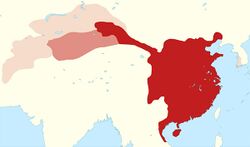 Tang imparatorluğunun 661'de en geniş sınırlarına ulaştığı zamanki ana hat haritası