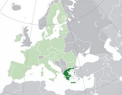  Yunanistan konumu (koyu yeşil) - Avrupa'da (koyu gri) - Avrupa Birliği'nde (yeşil)