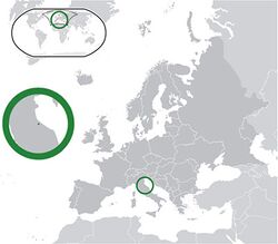  San Marino konumu (yeşil) Avrupa'da (koyu yeşil)  -  [Açıklama]