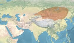 MÖ 2. yüzyıl civarında Xiong-nu hakimiyet alanı (MÖ 133 - MS 89 Han-Xiongnu Savaşı'ndan önce): Moğolistan, Doğu Kazakistan, Doğu Kırgızistan, Güney Sibirya, Batı Mançurya, Doğu Türkistan, Moğolistan, İç Moğolistan, Kansu Kuzey Çin'in bazı kısımları gibi alanları içerir.