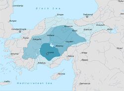   1100 yılında sultanlık   Danişmentlilerden 1174'e kadar fethedilen yerler   Bizanslılardan 1182'ye kadar fethedilen yerler   1243'e kadar diğer fetihler