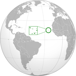 Yeşil Burun Adaları'nın Dünya haritasındaki Konumu
